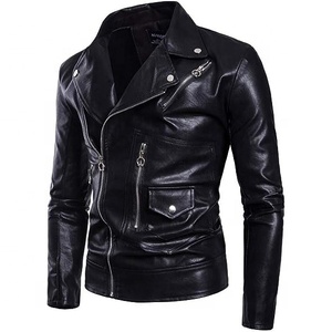 Blouson en cuir décontracté pour homme automne-hiver, coupe slim, manches longues, antibactérien, service OEM personnalisé, style motard haut de gamme - Product Image 2