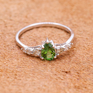 Anillos de compromiso de plata de ley sólida 925 hechos a mano al por mayor, diamantes de zafiro verde natural para bodas, fiestas, certificado IGI - Product Image 5