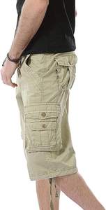 Shorts cargo pour homme 100% coton, style jogger, séchage rapide, taille élastique, confortable, respirant, motif uni, décontracté - Product Image 3