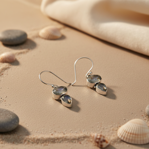 Pendientes de Plata 925 con Diamantes de Circonio, Perlas y Piedras Preciosas, Diseño Floral Geométrico de Moda para Uso Diario, Joyería de Compromiso para Mujer - Product Image 1