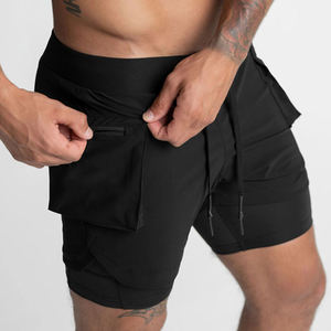 Pantalones cortos deportivos de verano para hombre, transpirables, de secado rápido, de nailon para entrenamiento en el gimnasio, ropa deportiva con patrón sólido - Product Image 5