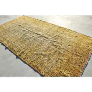 5.6x10.5 ft Large Vintage Turkish Rug, <b>Yellow</b> Moroccan <b>Wool</b> Rug - Product Image 4
