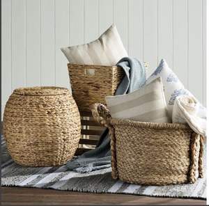Hot Selling Natural Fibers Water Hyacinth Storage <b>Baskets</b> Wholesale Perfect for Modern Living Rooms and <b>Green</b> Homes - Product Image 5