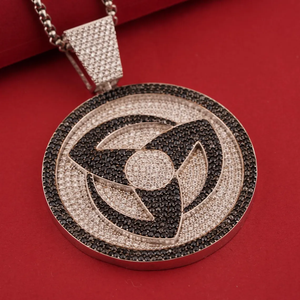 Circular <b>Eye</b> Symbol Pendant With Moissanite Diamond Iced Out In Middle <b>Crafted</b> In 925 Silver Hip Hop Elegant Statement Pendant - Product Image 1