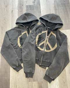 Custom Men's Oversized Acid Wash <b>Zip</b>-Up <b>Hoodie</b> Sun-Faded Streetwear Heavyweight Cotton 400gsm for Summer - Product Image 1