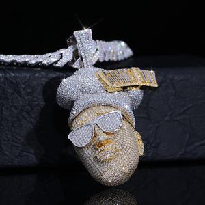 Pendentif en diamant moissanite 3D grand format, style rappeur, chaîne cubaine plaquée or rose, charme hip-hop, dessin animé, personnalisé pour homme, certifié IGI - Product Image 5