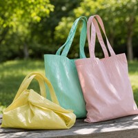 Sac fourre-tout pliable en nylon froissé, hydrofuge, pour courses, marché, vente en gros, logo personnalisé