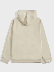 Sweat à capuche surdimensionné en coton mélangé solide unisexe avec logo personnalisé léger-Sweats à capuche pour hommes lourds - Product Image 6