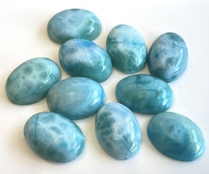 Larimar naturel ovale 5x7mm Cabochon dos plat-Cabochon ovale Larimar lâche bonne qualité - Product Image 4