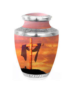 Urnes de crémation en aluminium de nouvelle conception de Jésus sur la croix avec le sac libre de velours - Product Image 4