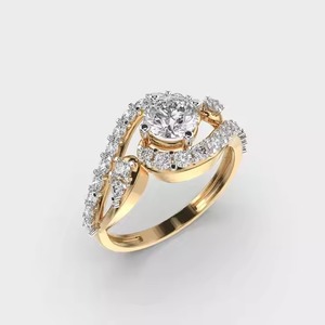 Elegante anillo de compromiso romántico de oro macizo de 14 quilates con diamante cultivado en laboratorio para bodas, aniversarios, fiestas, joyería fina - Product Image 2