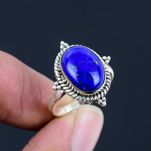 Joyería de piedras preciosas de lapislázuli para mujer, anillo de estilo bohemio de plata, joyería de plata de ley 925, anillo hecho a mano de tendencia, Regalo para mamá - Product Image 4