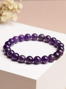 Premium Quality 23 Beads Natural Stone Amethyst Gemstone <b>Bracelets</b> Stone Jewelry For Daily Wear and <b>Healing</b> Meditation Reiki - Product Image 2