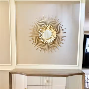 Espejo de pared de metal Sun Burst Decoración de pared de salón Espejo de marco de metal Espejo de pared redondo - Product Image 4