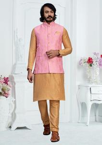 Tenues de mariage d'été élégantes pour hommes belle veste de pyjama Kurta en soie exportation d'usine vêtements indiens pakistanais en gros - Product Image 6