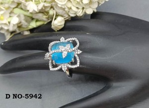 Bague en laiton CZ SKU-5942 E4, romantique, avec zircon en grappe, sertissage invisible, plaqué rhodium, tendance, classique, pour cadeau - Product Image 2