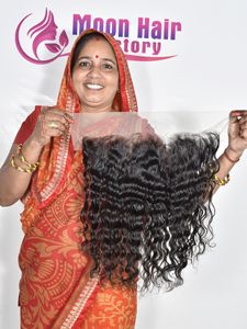 Vente de gros Cuticule alignée vierge non transformée de cheveux bouclés frontal de cheveux humains du temple indien brut d'aspect naturel original à des prix bon marché - Product Image 2
