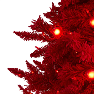 Nouveauté : <span class=keywords><strong>Sapin</strong></span> de Noël <span class=keywords><strong>artificiel</strong></span> pliable de 1,80 m pré-éclairé, <span class=keywords><strong>rouge</strong></span> floqué, avec lumières LED, installation facile, pour les fêtes - Product Image 3