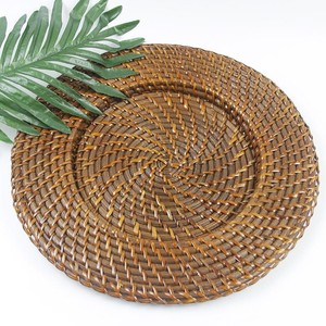 ชุดแผ่นรองจานไม้ไผ่ธรรมชาติขนาดเส้นผ่าศูนย์กลาง300มม. ชุดที่ชาร์จแบบปรับได้หรูหรา HHW-007 - Product Image 5