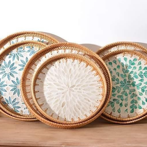 Plateau de service de restauration rapide écologique plateau d'incrustation d'os en rotin serveur de plateau pour hôtels maison cuisine utilisation en gros dans d'autres événements - Product Image 4