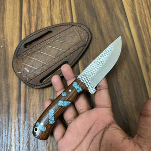 High Quality Stainless Epoxy Resin Knife Scales Camping Knife OEM Supplies Damascus Steel Blade Stabilized Wood Industrial Grade - Product Image 5