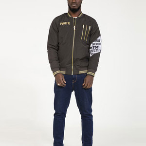 Chaqueta Bomber para Hombre con Diseño Básico de Estampado de Palma, Colección de Invierno, Chaqueta Bomber Personalizada con Parches Bordados, Chaqueta Bomber a Precio Económico - Product Image 3