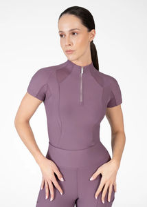 T-shirt de base pour femmes athlètes équitation, léger, manches courtes, respirant, tissu extensible, haut d'équitation personnalisé - Product Image 4