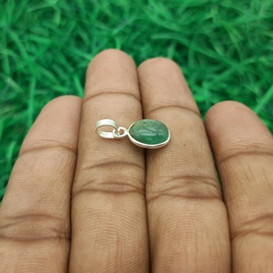 Elegante piedra preciosa Esmeralda ovalada hecha a mano 925 colgante de plata esterlina joyería fina con diamantes AAA Flatback colgantes encantos - Product Image 4