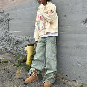 Custom Distressed Vintage Heavyweight Cotton French Terry Oversized Zip Up Hoodies para hombres - Product Image 4