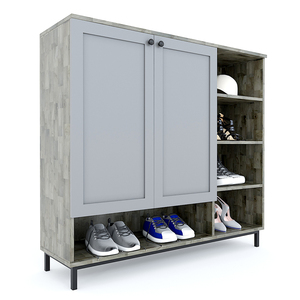 Zapatero Moderno de Bambú de 5 Niveles con Puertas, Estructura de Madera de Caucho y Patas de Hierro, 120x35x110cm, Mueble para el Hogar KG68028 - Product Image 3