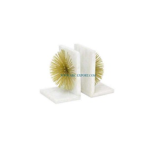 Sujetalibros de mármol blanco estándar de gran tamaño, sujetalibros de escritorio de Metal y mármol decorativos para mesa recién llegada para proveedor mayorista - Product Image 1