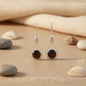 Boucles d'oreilles en argent 925 en forme de larme, pierres précieuses noires, clous en rhodium pour fiançailles, mariage, anniversaire, fête, cadeau en platine pour femmes - Product Image 1