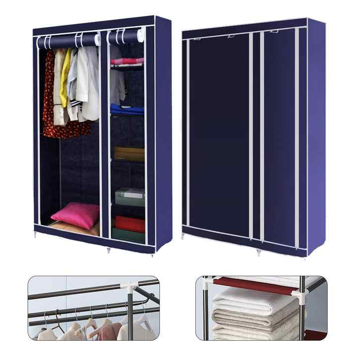 Guardarropa Armable Closet Portatil Blanco con Tela y Cortina - Mueble Organizador Perchero