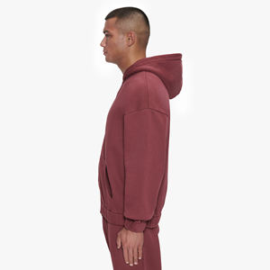 Sweat à capuche zippé unisexe, poids lourd, 450g/m2, surdimensionné, poches, manches longues, broderie avec logo personnalisé, patch à coudre, polaire, fermeture éclair surdimensionnée pour homme - Product Image 2