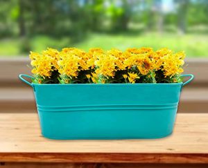 ที่ปลูกดอกไม้เหล็กชุบสังกะสีทำด้วยมือหลากสีสไตล์วินเทจของตกแต่งบ้านและสวนกลางแจ้งที่เป็นมิตรกับสิ่งแวดล้อม - Product Image 6