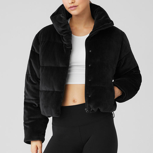 Chaqueta acolchada corta de gran tamaño con logotipo personalizado OEM para mujer, Abrigo acolchado de PANA con cuello alto y cremallera oculta personalizado para mujer - Product Image 6