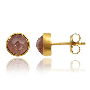 Boucles d'oreilles finition mate plaquées or la plus vendue Boucles d'oreilles en argent sterling 925 avec améthyste verte pour dames et filles - Product Image 3