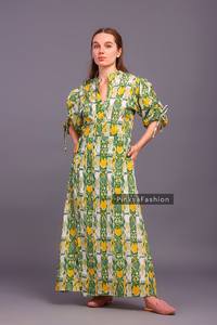 Bloc de main imprimé robe d'été | Robe en coton | Imprimé floral | Fait à la main - Product Image 5