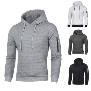 Bolsillo lateral con cremallera, cordones, entrenamiento muscular con capucha, a cuadros, acolchado, Jacquard, pulóver, sudaderas con capucha para gimnasio, envío DDP para hombres - Product Image 2