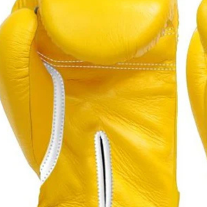 Guantes de Boxeo Profesionales de Cuero Amarillo con Velcro en la Muñeca, Guantes de Entrenamiento y Sparring para Hombres y Mujeres - Product Image 5