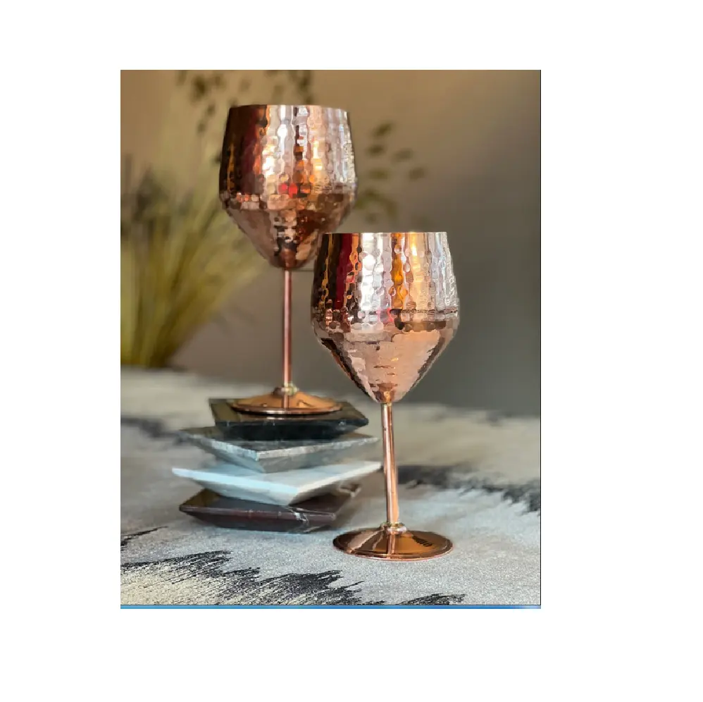 Top Quality Hammered Design Premium Copper Glass Child Beer Serving Luxury Glass For Bar Accessories Wine Glass at wholesale