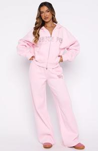 ชุดเซ็ตแทรคสูทลำลองสำหรับผู้หญิง ผ้าไนลอน/คอตตอน ปักลาย 2 ชิ้น สำหรับฤดูหนาว - Product Image 5