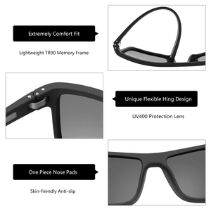 Nuovi Occhiali da Sole Sportivi da Uomo di Lusso TR 90 Polarizzati UV400 Rettangolari Quadrati alla Moda Leggeri con Cerniera a Molla per Ciclismo Corsa e Attività all'Aperto - Product Image 6