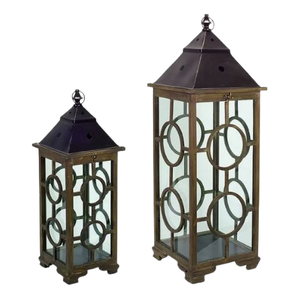 Linternas de madera de suministro de fábrica, linternas de Ramadán islámicas marrones Vintage para fines de regalo del fabricante indio - Product Image 4