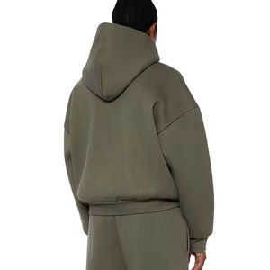 Sweat-shirt à capuche zippé de haute qualité, uni, lourd, taille plus, court, de luxe, pour hommes, 500 g/m², en molleton français vintage - Product Image 2