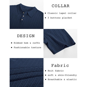 Polo en maille texturée avec tissu de qualité supérieure et coupe moderne Polo en maille texturée pour homme Conçu pour un style décontracté chic - Product Image 3