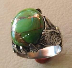 Wholesale Mens <b>Ring</b> New Arrival Natural Green Copper <b>Turquoise</b> Gemstone Birthday Heavy Men <b>Ring</b> Jewelry 925 Sterling Silver <b>Ring</b> - Product Image 5