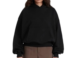 เสื้อฮู้ดดี้ผ้าฝ้ายคุณภาพสูง 100% สไตล์ลำลอง ทรงโอเวอร์ไซส์ สีพื้นเรียบง่าย สำหรับผู้ชาย แบบไหล่ตก - Product Image 3