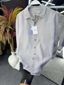 เสื้อเชิ้ตผ้าลินินลายทางสำหรับผู้ชาย, เสื้อเดินชายหาดแขนยาวลำลองระบายอากาศน้ำหนักเบาสำหรับฤดูร้อน - Product Image 6