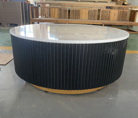 Table basse ronde de luxe commerciale, plateau en chêne MDF, base cylindrique cannelée moderne, mobilier pour hôtel, appartement, chambre d'hôtes, OEM